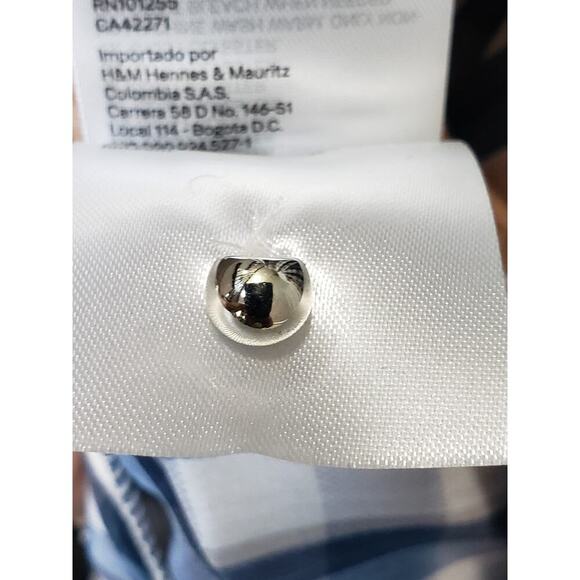 H&M Top Blouse Women's Medium Multicolor 100% Polyester Long Sleeve Halter Neck - Picture 6 of 16